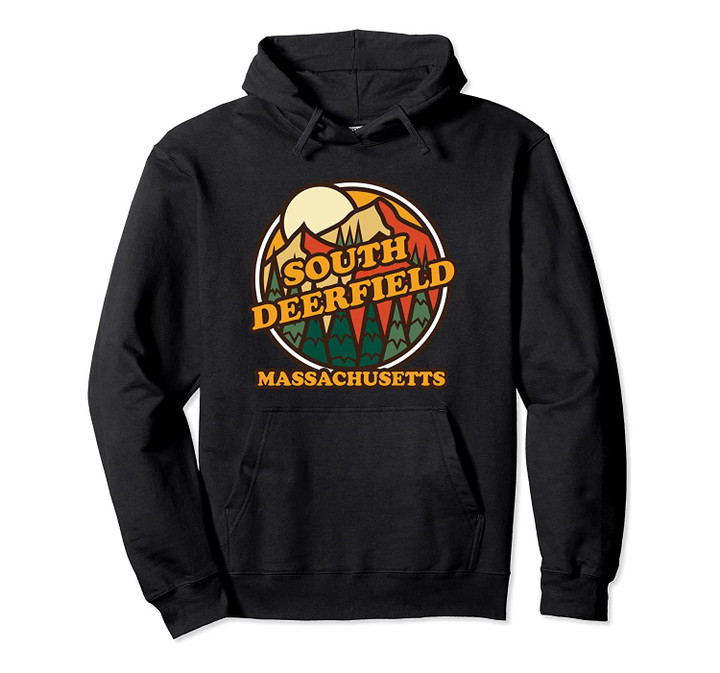 Vintage South Deerfield, Massachusetts Mountain Hiking Print Pullover Hoodie, T Shirt, Sweatshirt