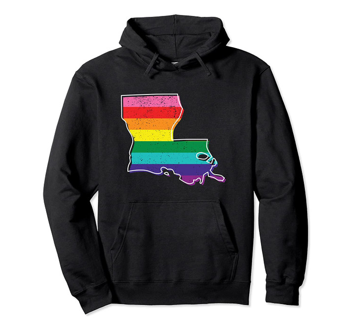Rainbow Louisiana Gay Pride Flag Vintage Pullover Hoodie, T Shirt, Sweatshirt