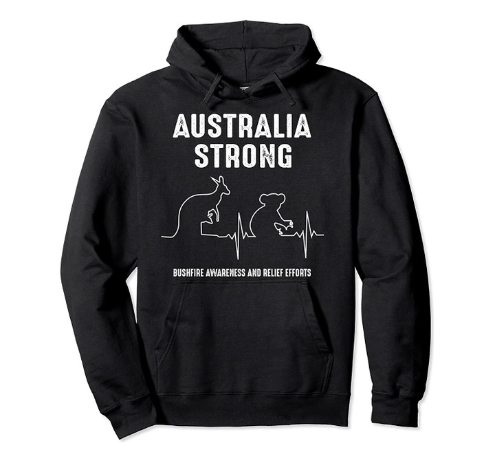 Australia Strong - Kangaroo and Koala heartbeat Support Pullover Hoodie, T Shirt, Sweatshirt