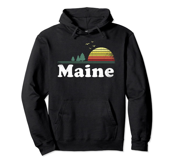 Retro State Of Maine Augusta ME Home Design Pullover Hoodie, T Shirt, Sweatshirt