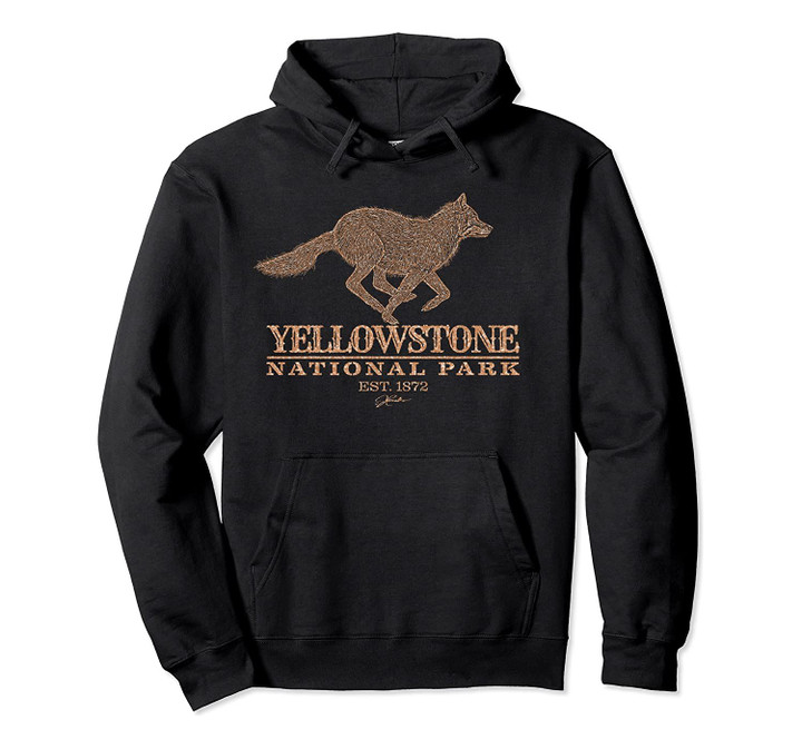 JCombs: Yellowstone National Park Running Wolf Hoodie, T Shirt, Sweatshirt