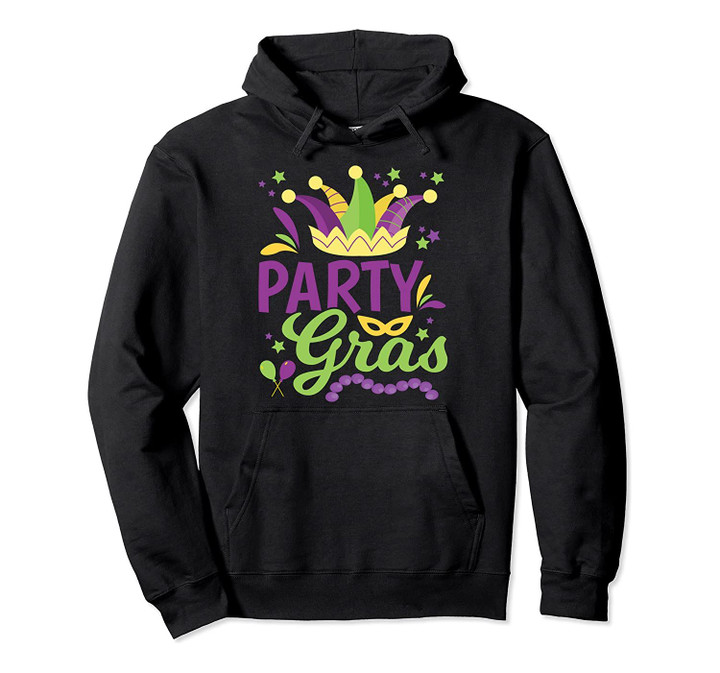 Party Gras Mardi Gras Beads And Bling Celebration Graphic Pullover Hoodie, T Shirt, Sweatshirt