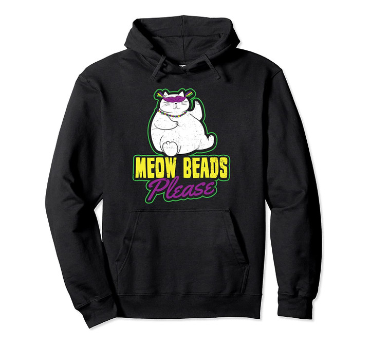 Mardi Gras Beads Design Cat Meow Beads Gift Pullover Hoodie, T Shirt, Sweatshirt