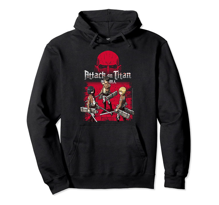Attack on Titan 3 Main Characters Red Background, T Shirt, Sweatshirt