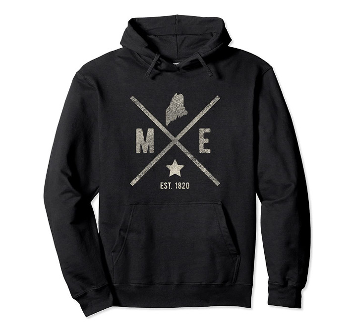 Vintage Maine Home State Outline ME Map Silhouette Pullover Hoodie, T Shirt, Sweatshirt