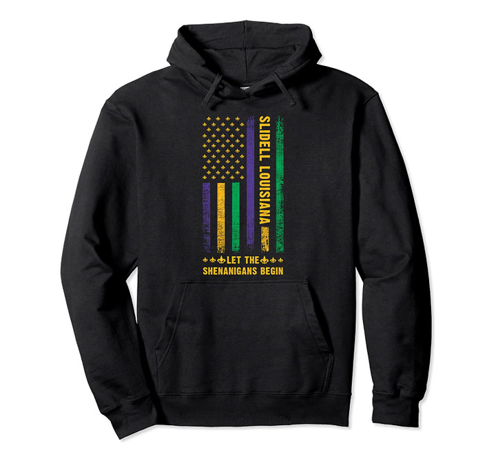 Mardi Gras Slidell Louisiana Fleur-De-Lis American Flag Pullover Hoodie, T Shirt, Sweatshirt