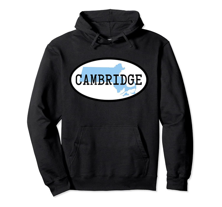 Cambridge MA Oval Massachusetts Map Silhouette Pullover Hoodie, T Shirt, Sweatshirt