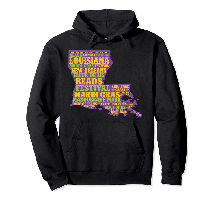 Lousiana Word Mardi Gras New Orleans Gifts Pullover Hoodie, T Shirt, Sweatshirt