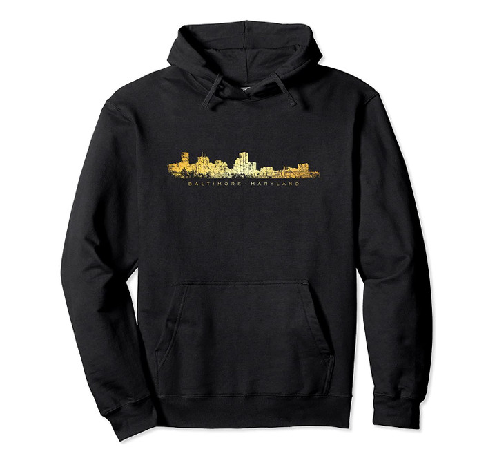Baltimore Skyline (Vintage/Yellow) Pullover Hoodie, T Shirt, Sweatshirt