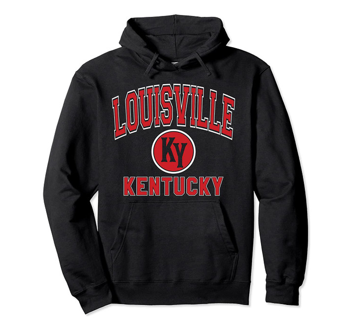 Louisville KY Varsity Style Red Print Pullover Hoodie, T Shirt, Sweatshirt