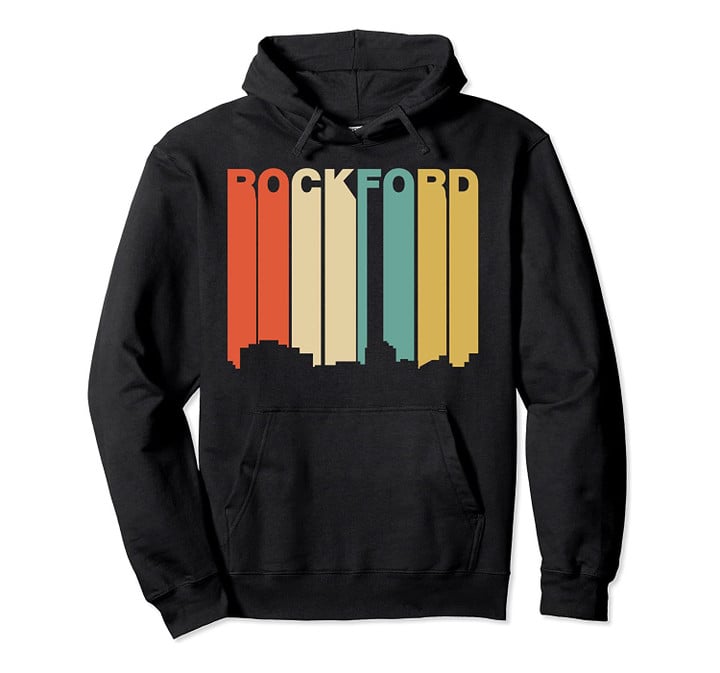 Retro 1970's Style Rockford Illinois Skyline Hoodie, T Shirt, Sweatshirt
