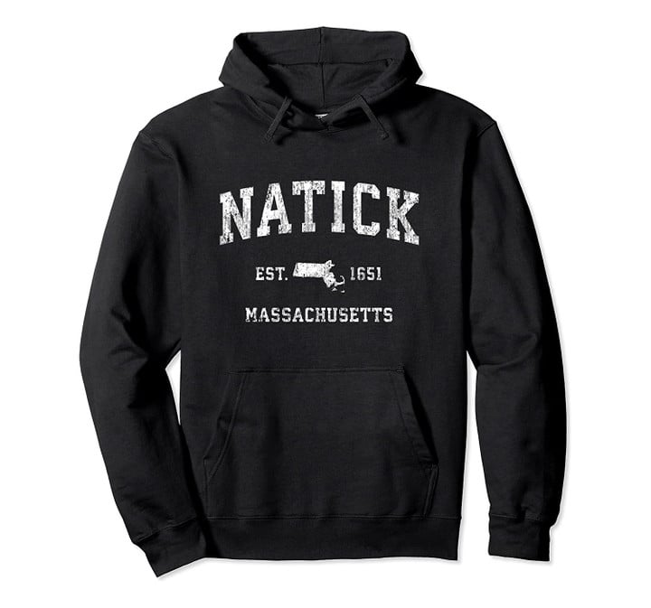 Natick Massachusetts MA Vintage Athletic Sports Design Pullover Hoodie, T Shirt, Sweatshirt