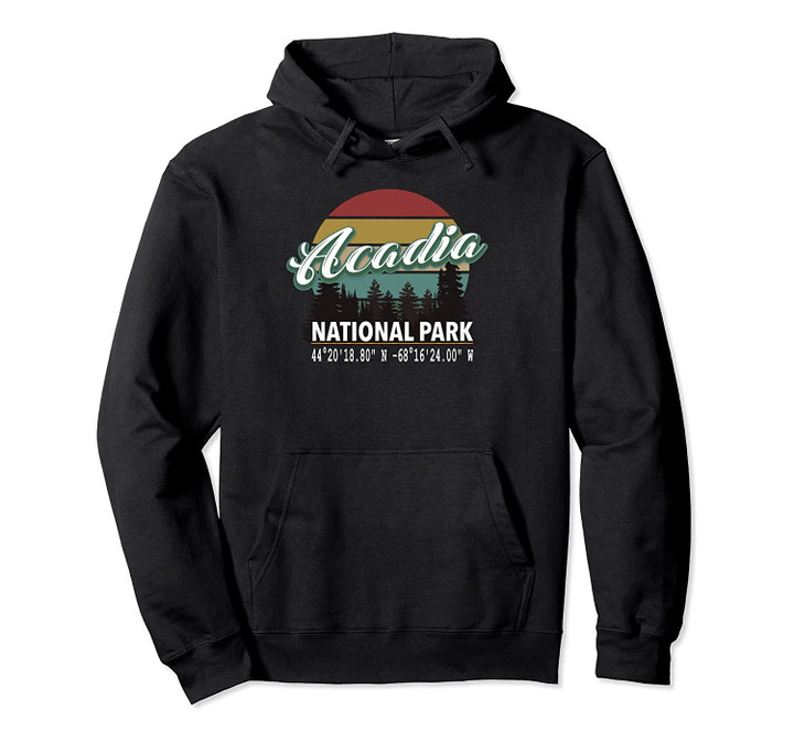 Acadia National Park Maine With GPS Location Camping Hoodie, T Shirt, Sweatshirt