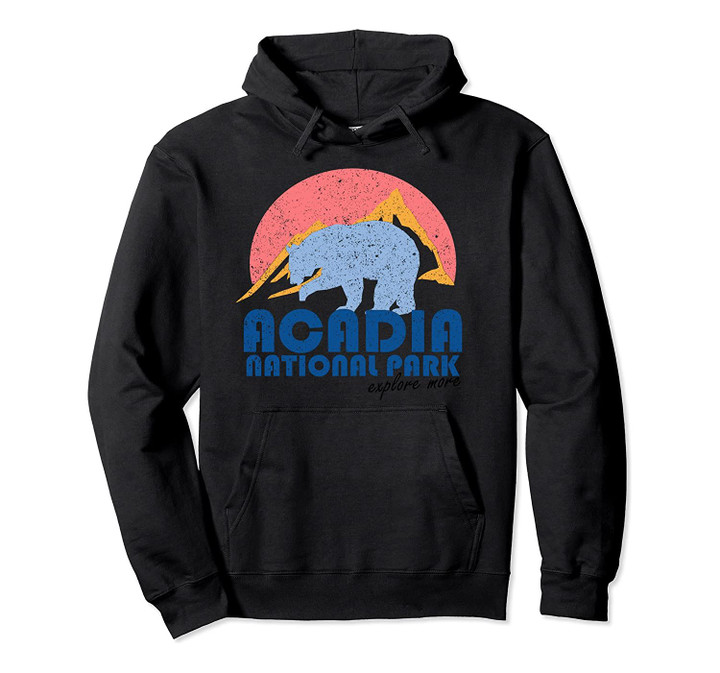Retro Acadia National Park Maine Vintage Gift Pullover Hoodie, T Shirt, Sweatshirt