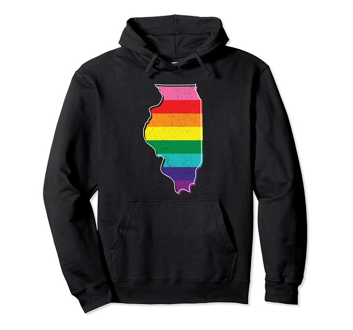 Rainbow Illinois Gay Pride Flag Vintage Pullover Hoodie, T Shirt, Sweatshirt