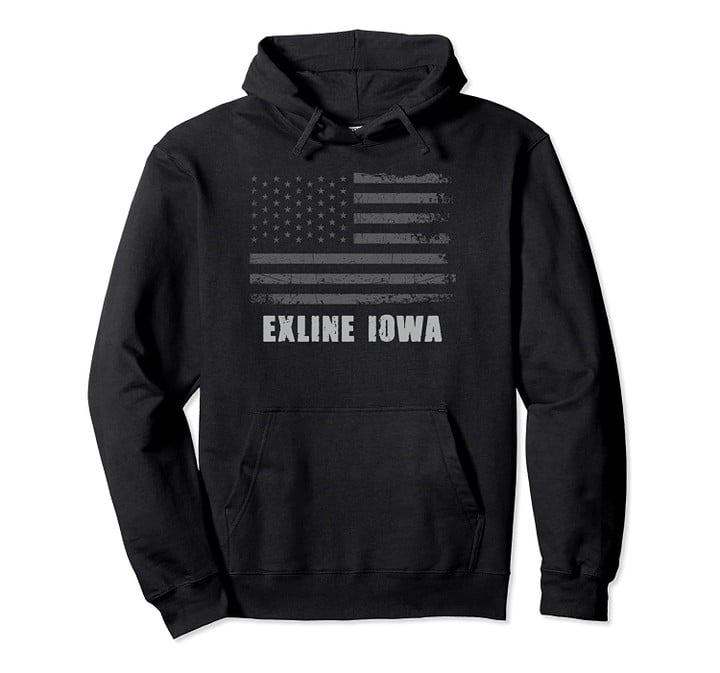 American Flag Exline, Iowa USA Patriotic Souvenir Pullover Hoodie, T Shirt, Sweatshirt
