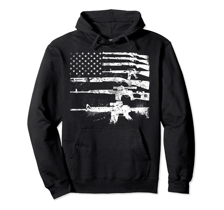 USA Guns Weapons Flag Rifles Stripes Armed America Hoodie Pullover Hoodie, T Shirt, Sweatshirt