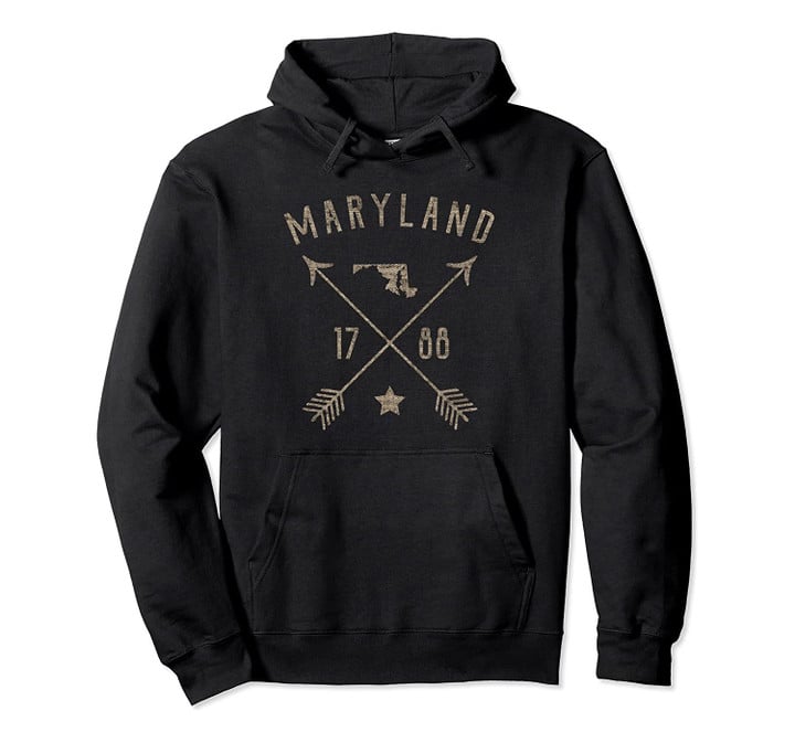 Vintage Maryland Distressed Home State Map Boho Arrows Pullover Hoodie, T Shirt, Sweatshirt