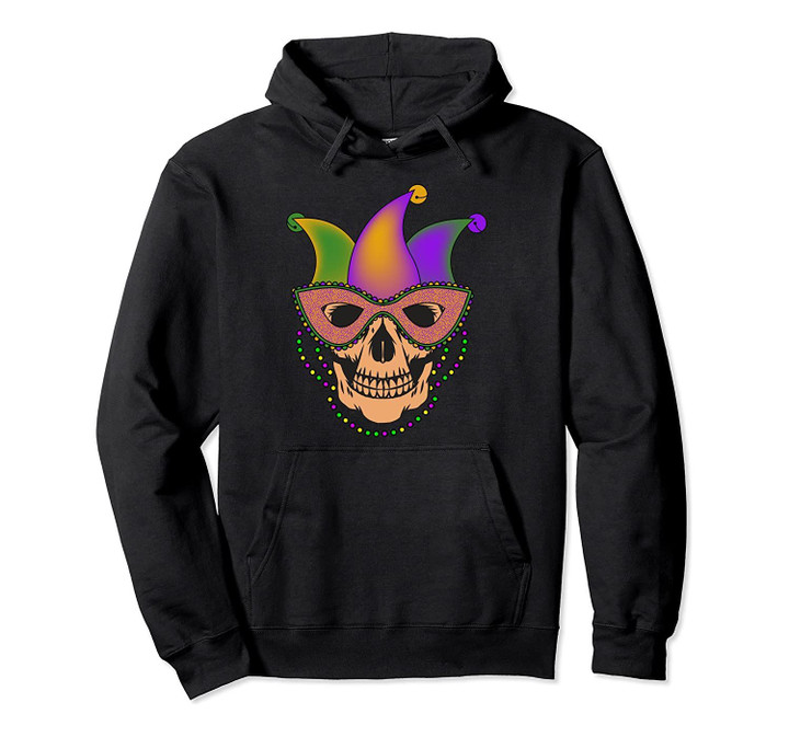 Mardi Gras Skull Jester Hat Beads Carnival Fun Parade Pullover Hoodie, T Shirt, Sweatshirt