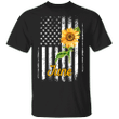 Sunflower American June Girl T-shirt Patriot Birthday Tee