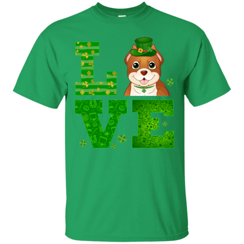 Love Pit Bull St Patricks Day Green Shamrock T-Shirt VA01