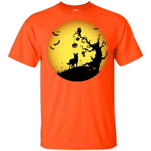 German Shepherd Silhouette On Halloween Moon T-shirt