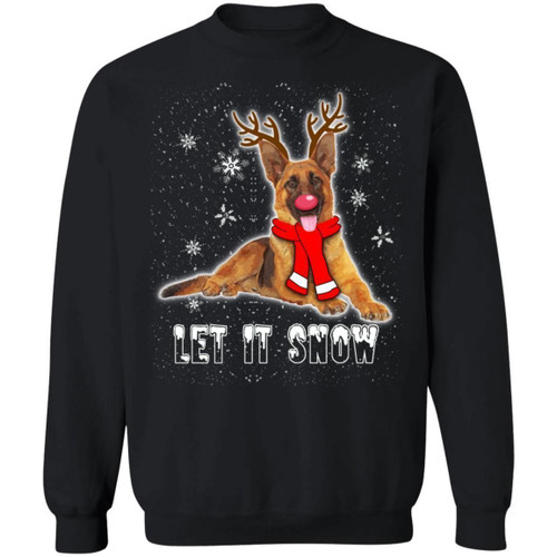 German Shepherd Reindeer Xmas Dog Sweater Let It Snow Gift