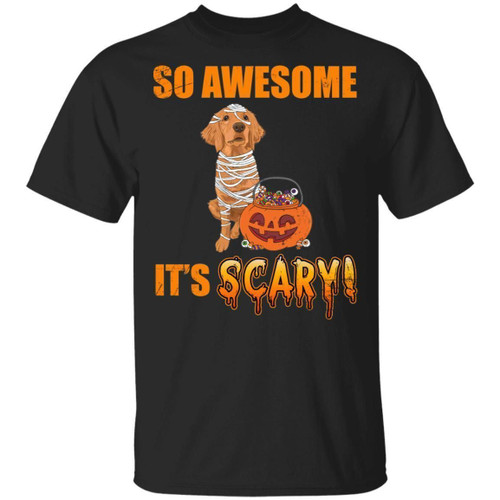 So Awesome It's Scary T-shirt With Golden Retriever Halloween Tee