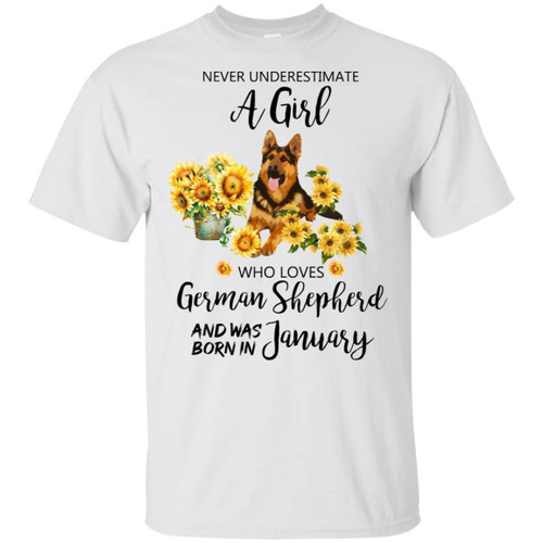 Never Underestimate A January Girl Who Loves German Shepherd T-shirt