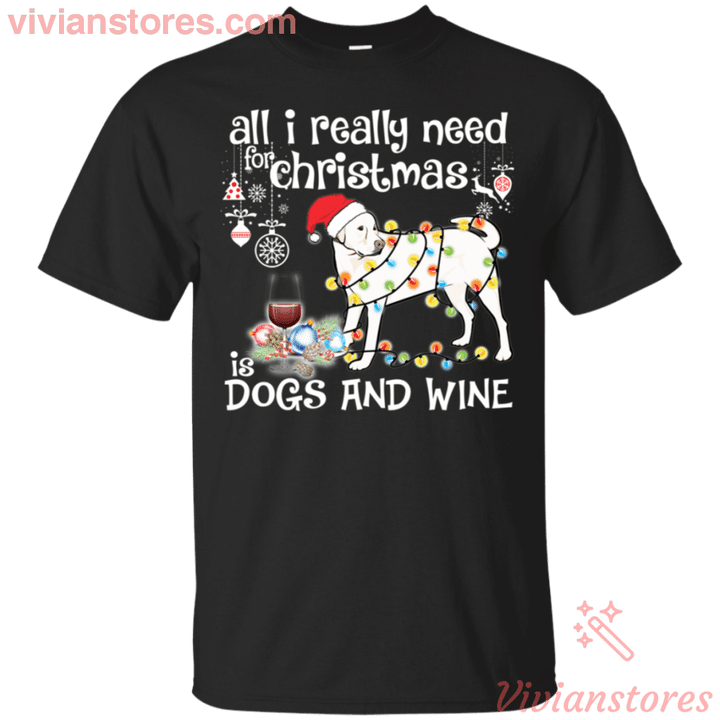 All I Need For Christmas Is Wine And Labrador Dog T-Shirt