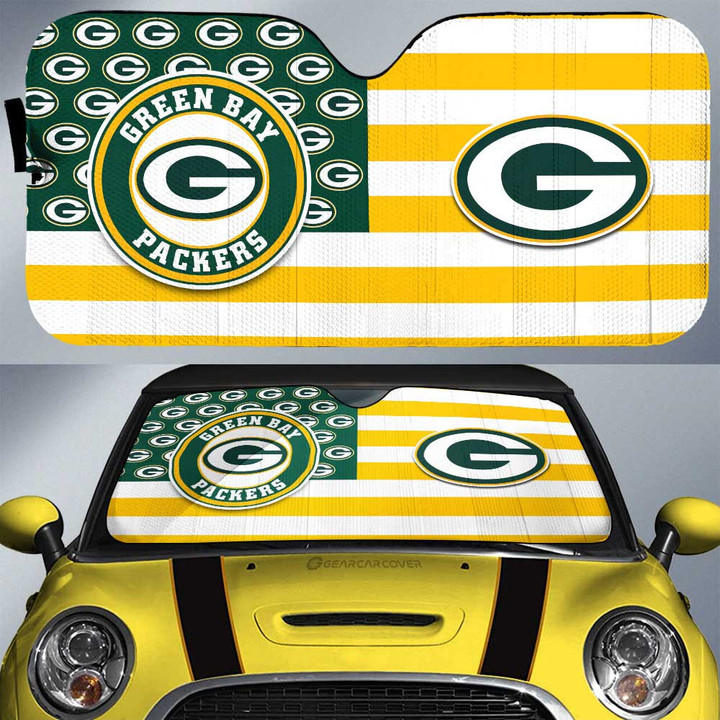 Green Bay Packers Car Sunshade Custom US Flag Style