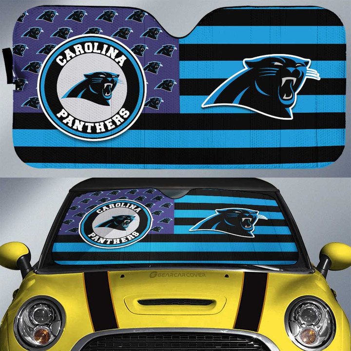 Carolina Panthers Car Sunshade Custom US Flag Style