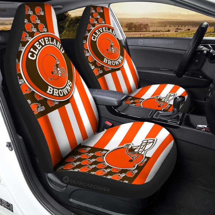 Cleveland Browns Car Seat Covers Custom US Flag Style