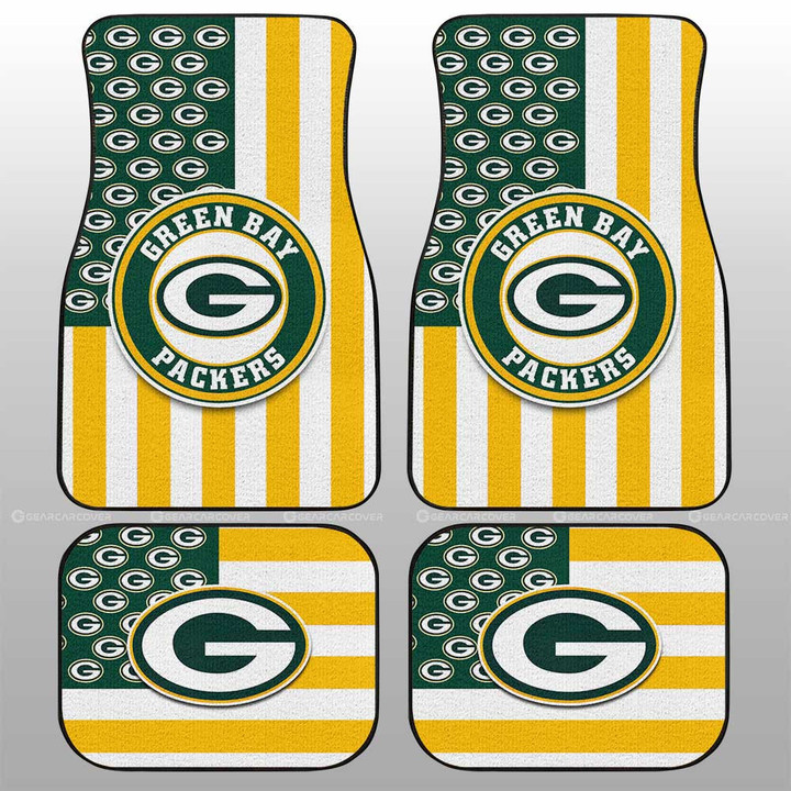 Green Bay Packers Car Floor Mats Custom US Flag Style