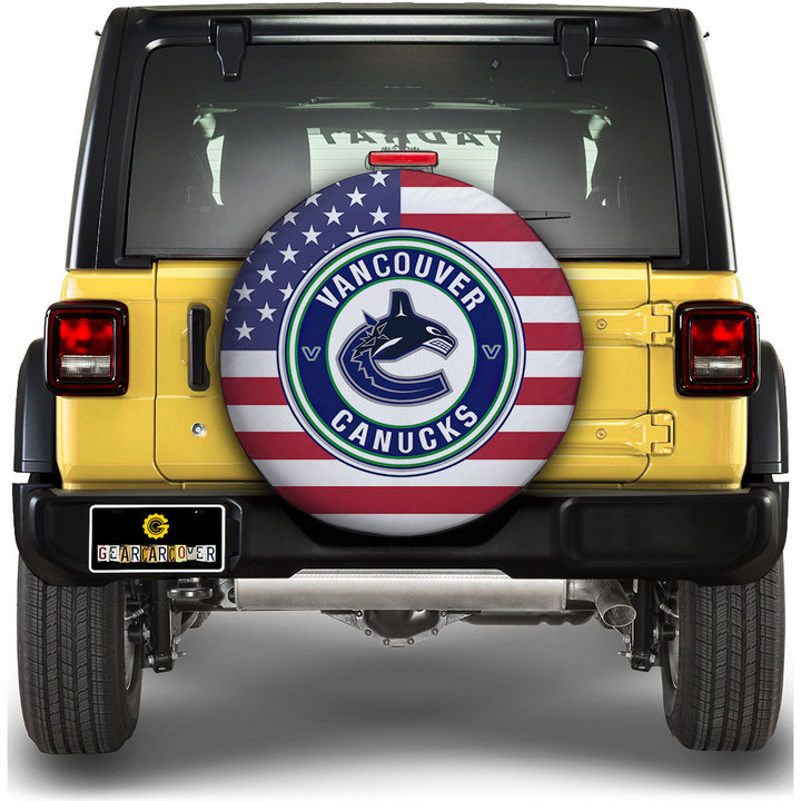 Vancouver Canucks Spare Tire Covers Custom US Flag Style