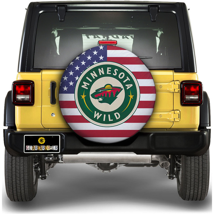 Minnesota Wild Spare Tire Covers Custom US Flag Style