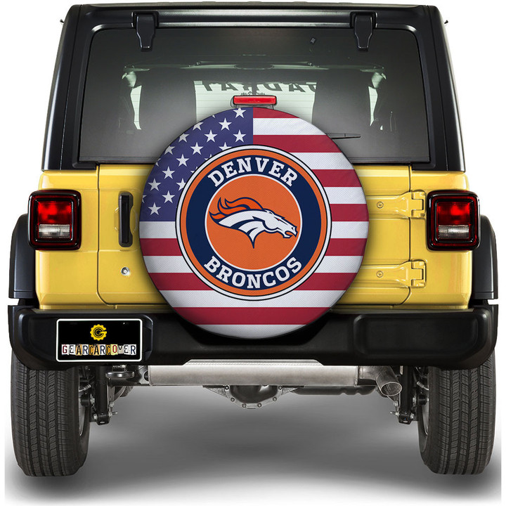 Denver Broncos Spare Tire Covers Custom US Flag Style
