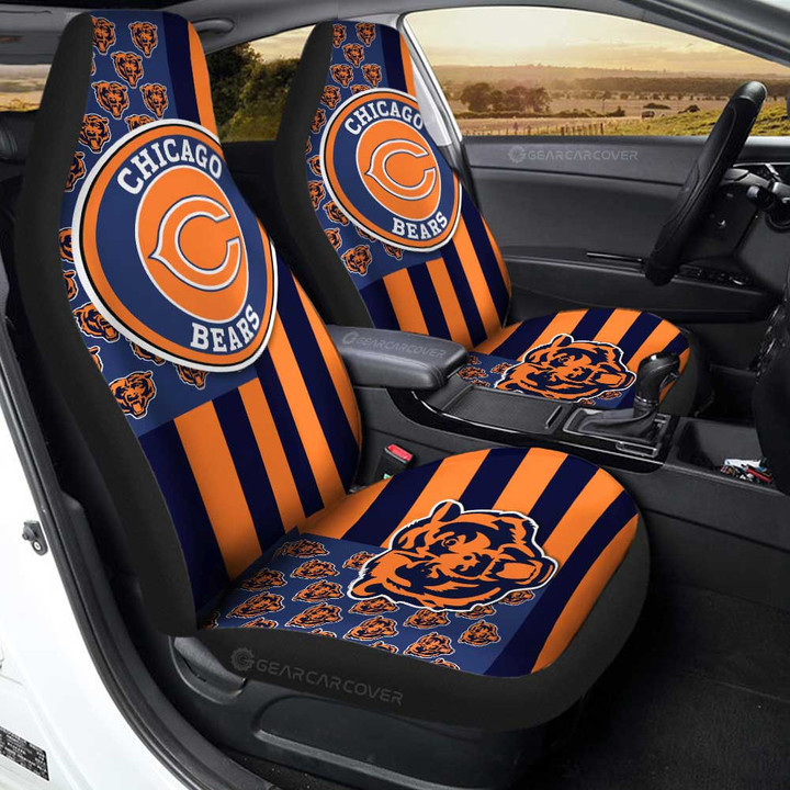 Chicago Bears Car Seat Covers Custom US Flag Style