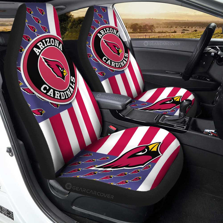 Arizona Cardinals Car Seat Covers Custom US Flag Style
