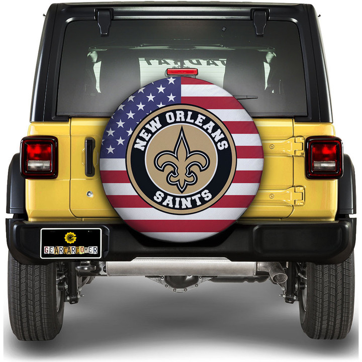 New Orleans Saints Spare Tire Covers Custom US Flag Style