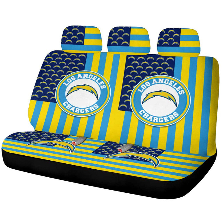 Los Angeles Chargers Car Back Seat Cover Custom US Flag Style