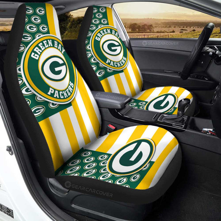 Green Bay Packers Car Seat Covers Custom US Flag Style