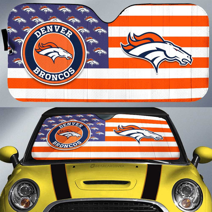 Denver Broncos Car Sunshade Custom US Flag Style