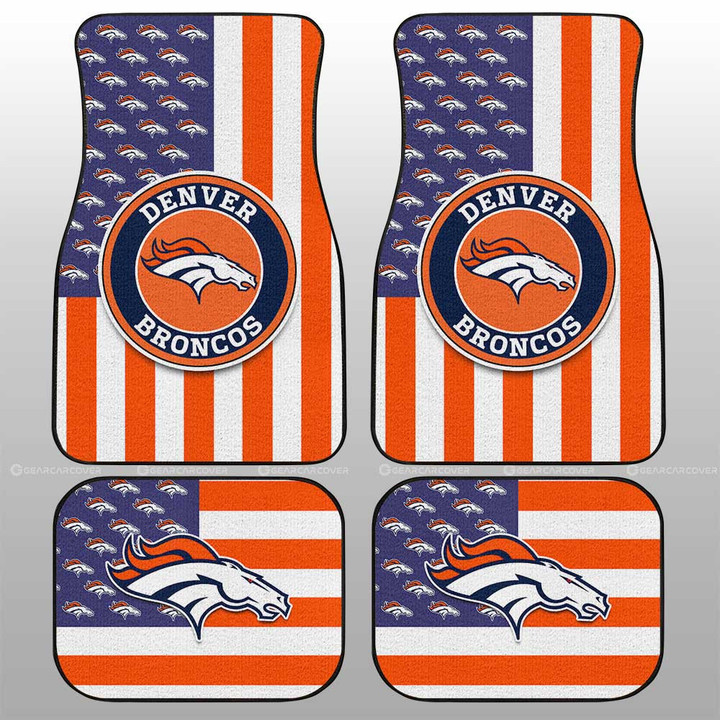 Denver Broncos Car Floor Mats Custom US Flag Style
