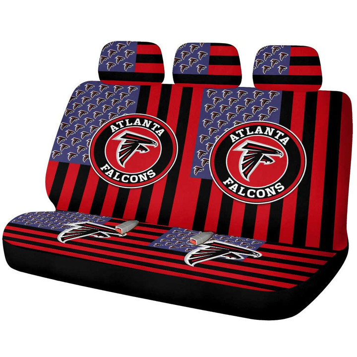 Atlanta Falcons Car Back Seat Cover Custom US Flag Style