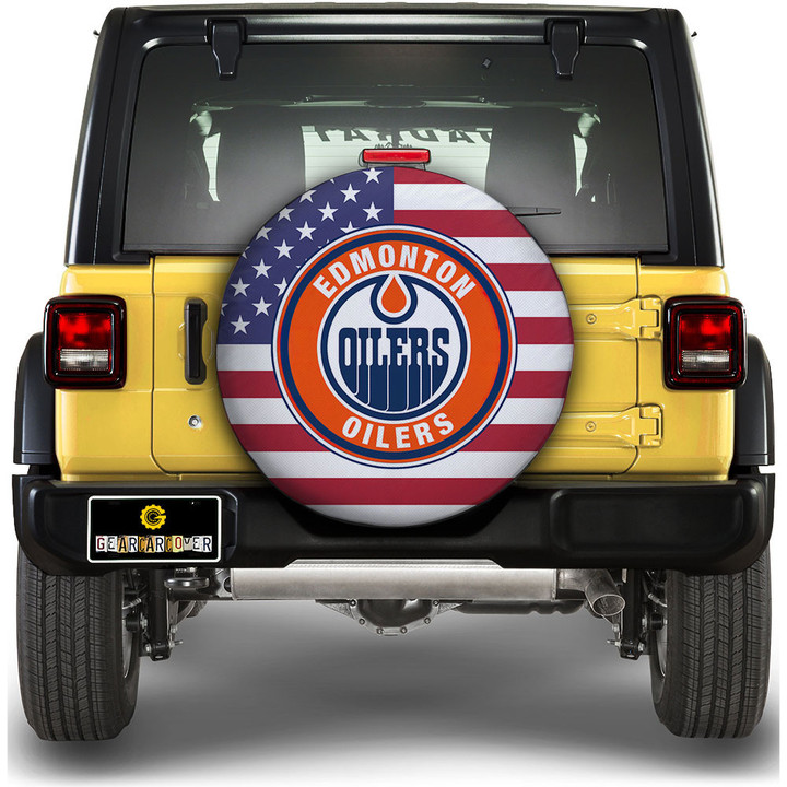 Edmonton Oilers Spare Tire Covers Custom US Flag Style