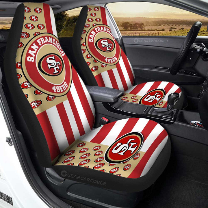 San Francisco 49ers Car Seat Covers Custom US Flag Style