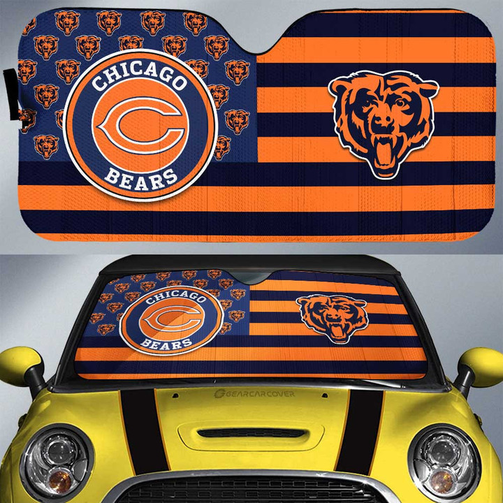 Chicago Bears Car Sunshade Custom US Flag Style
