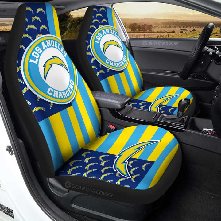 Los Angeles Chargers Car Seat Covers Custom US Flag Style