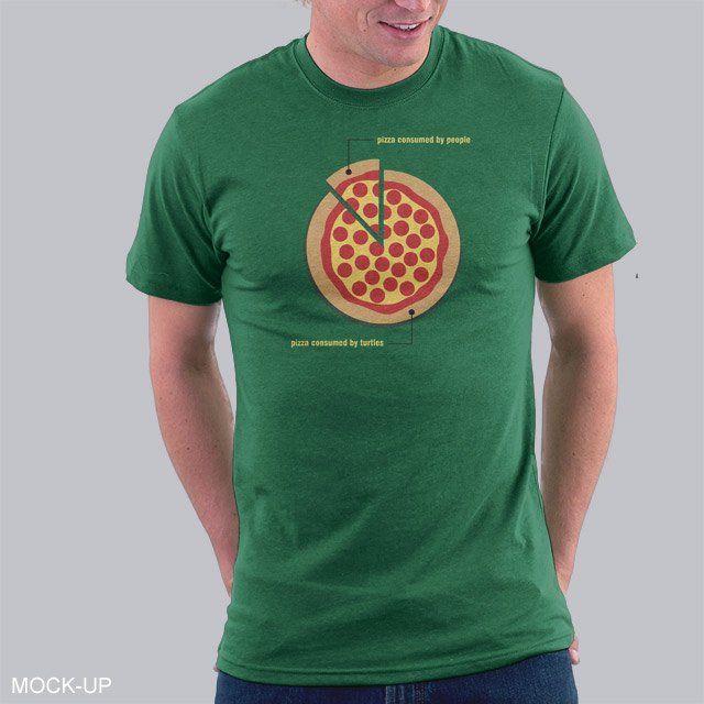 Turtles Love Pizza T-Shirt pie chart pizza Teenage Mutant Ninja Turtles TMNT T Shirt